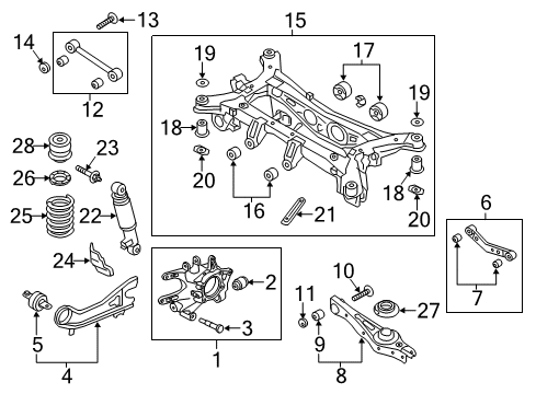2014 Kia Sorento Rear Suspension, Lower Control Arm, Upper Control Arm, Stabilizer Bar, Suspension Components Bushing-X/Member Rear Diagram for 55456-2W200