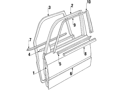 1986 BMW 524td Front Door Moulding Door Front Right Diagram for 51131871696