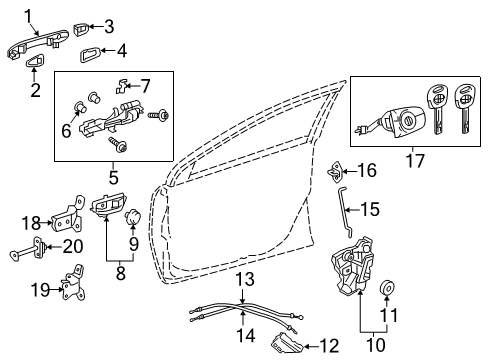 2020 Toyota Corolla Front Door Lock Assembly Diagram for 69030-02370