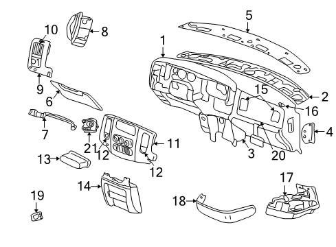 2003 Dodge Ram 1500 Instrument Panel CUPHOLDER-Instrument Panel Diagram for 5GT151QLAE