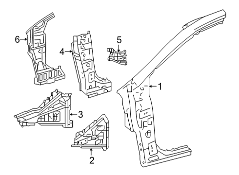 2022 Toyota Corolla Cross Hinge Pillar Inner Hinge Pillar Diagram for 61023-0A070