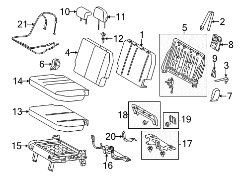 2012 Toyota Sienna Third Row Seats Headrest Diagram for 71960-08010-B3