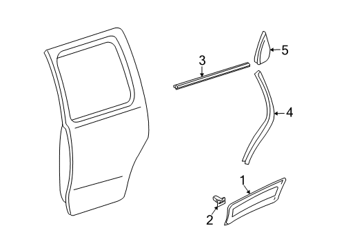 2007 Mercury Mariner Exterior Trim - Rear Door Body Side Molding Diagram for 5E6Z-7825557-AAPTM