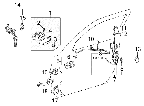 2000 Toyota Corolla Door & Components Handle, Outside Diagram for 69220-02040-D1