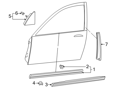 2003 Acura RL Exterior Trim - Front Door Clip, Door Molding Diagram for 91527-SZ3-003
