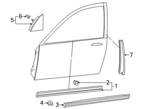 1999 Acura RL Exterior Trim - Front Door Protector, Right Front Door (Monterey Blue Pearl) Diagram for 75302-SZ3-J01ZC