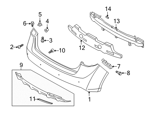 2011 Kia Forte Rear Bumper REFLECTOR/REFLEX Assembly Diagram for 924061M400