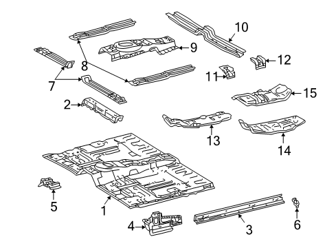 2004 Toyota Tundra Front Floor Side Reinforcement Support Diagram for 57457-0C010