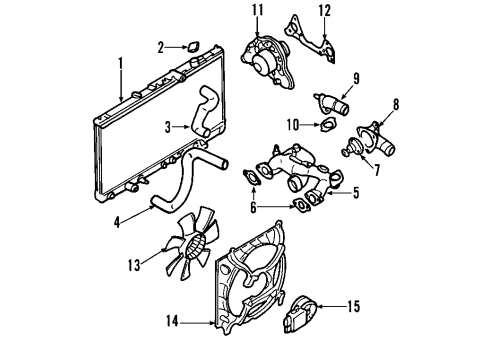 2000 Mitsubishi Eclipse Cooling System, Radiator, Water Pump, Cooling Fan SHROUD-Fan Diagram for MR373149