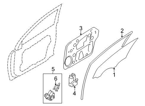 2014 Hyundai Sonata Front Door Run Assembly-Front Door Window Glass RH Diagram for 82540-3Q000