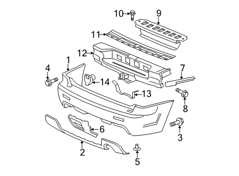 2009 Chevrolet Trailblazer Rear Bumper Grille Diagram for 15135192