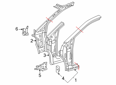 2007 Lexus RX400h Hinge Pillar Reinforce Sub-Assy, Front Body Pillar, Lower RH Diagram for 61108-48901