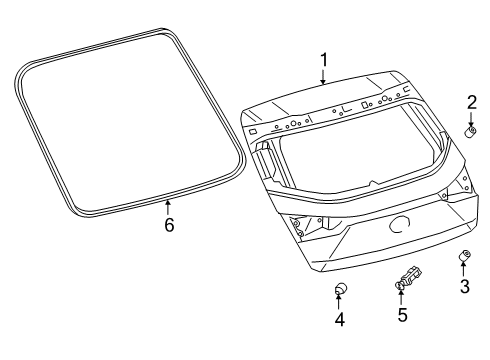 2022 Lexus UX200 Gate & Hardware Weight Back Door Diagram for 67372-76020