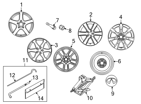 2003 Infiniti G35 Wheels, Covers & Trim Spare Tire Wheel Assembly Diagram for 40300-CD017