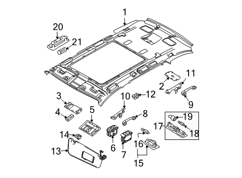 2008 BMW 535xi Sunroof Interior Reading Light Rear Left Diagram for 63316962007