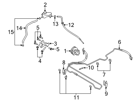 2007 Saab 9-3 P/S Pump & Hoses, Steering Gear & Linkage Connector Hose Clamp Diagram for 90572591