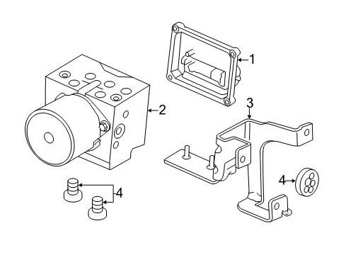 2009 Chevrolet Express 2500 ABS Components Electronic Brake Control Module Assembly Diagram for 25969761
