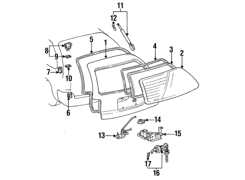1996 Toyota Corolla Gate & Hardware Back Door Lock Assembly Diagram for 69350-13150