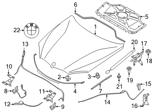 2017 BMW X6 Hood & Components Lever For Engine Hood Mechanism Diagram for 51437148523