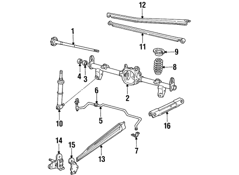 1988 Chevrolet Camaro Rear Suspension Components, Stabilizer Bar Rear Lower Control Arm Assembly Diagram for 10081635