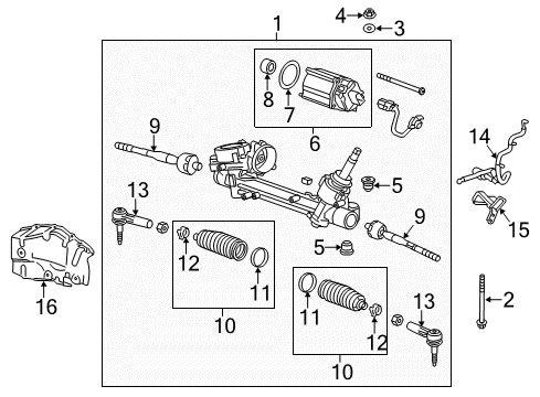 2014 Chevrolet Malibu Steering Column & Wheel, Steering Gear & Linkage Gear Asm-Electric Dual Pinion R/Pinion Steering Diagram for 22943374