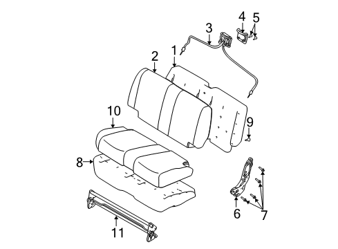 2005 Jeep Wrangler Rear Seat Components Seat Cush-Rear Seat Diagram for XU331J3AB