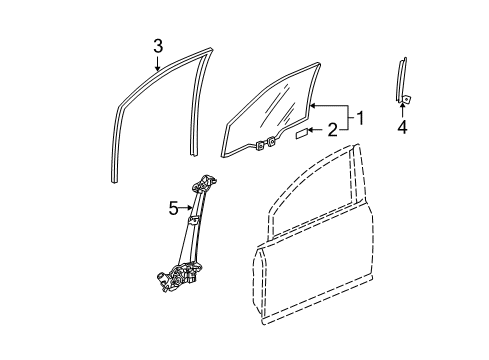 2010 Honda Fit Front Door Sash, R. FR. Door Center (Lower) Diagram for 72231-TF0-003