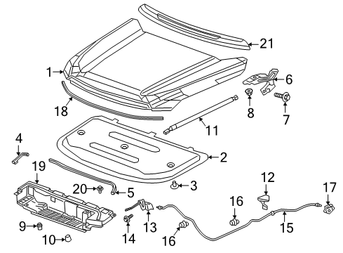 2020 GMC Acadia Hood & Components Release Cable Diagram for 84406170
