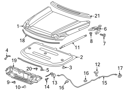 2020 GMC Acadia Hood & Components Hood Diagram for 84666225