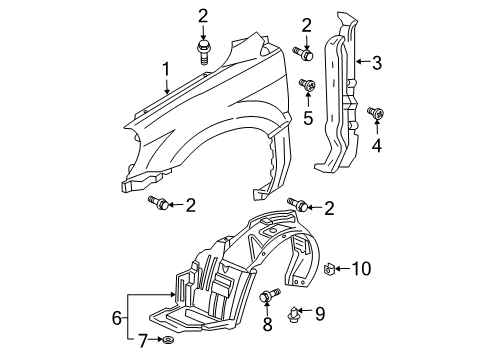 2006 Honda Pilot Fender & Components Fender, Left Front (Inner) Diagram for 74151-S9V-A10