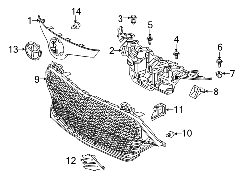 2021 Toyota Corolla Grille & Components Lower Grille Seal Diagram for 16562-37050