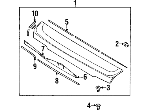 1998 Infiniti Q45 Rear Spoiler Clip-Rear Spoiler Diagram for 01553-06521