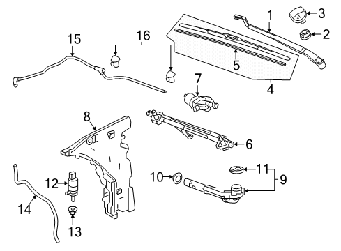 2021 Chevrolet Camaro Wipers Wiper Arm Diagram for 23360286
