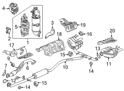 2016 Honda Civic Exhaust Components Converter Assembly Diagram for 18150-5AA-L00