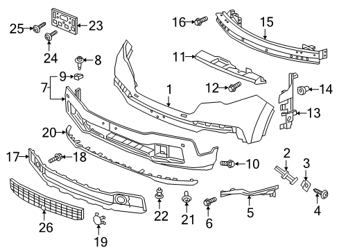 2017 Honda Ridgeline Front Bumper Bolt, Insulator (6MM) Diagram for 90133-SJA-003
