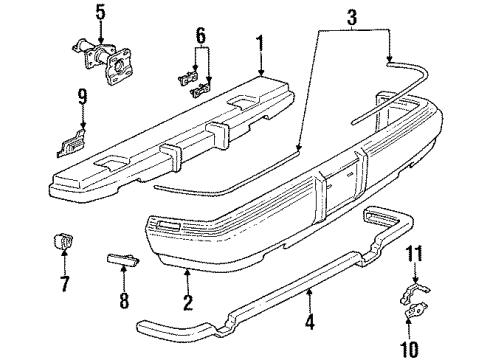 1991 Oldsmobile Toronado Rear Bumper LAMP, Back Up Lamp Diagram for 5975578