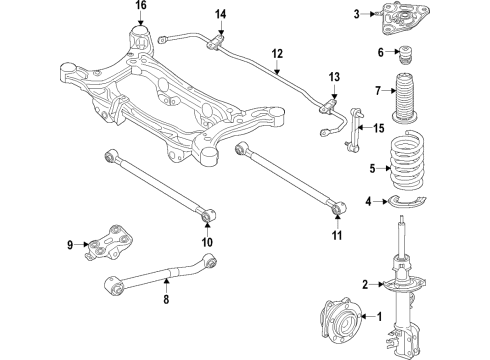 2021 Fiat 500X Rear Suspension Components, Stabilizer Bar STABILIZER BAR Diagram for 68527304AA