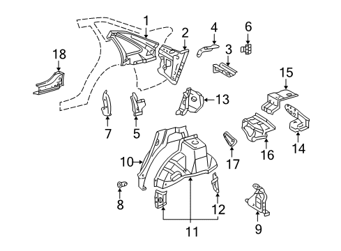 Diagram for 2002 Toyota Avalon Inner Structure - Quarter Panel 