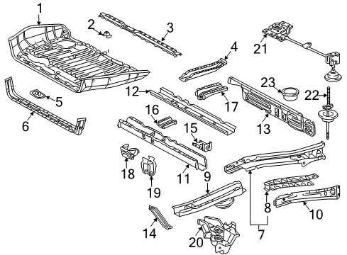 2010 Toyota Sienna Rear Body - Floor & Rails Carrier Assembly, Spare Diagram for 51900-08040