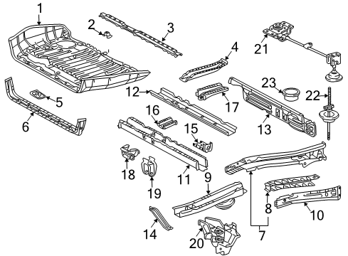 Diagram for 2007 Toyota Sienna Rear Body - Floor & Rails