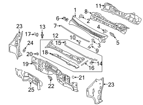 2017 Nissan Titan XD Cab Cowl Plug-Rubber Diagram for 80874-3Z600