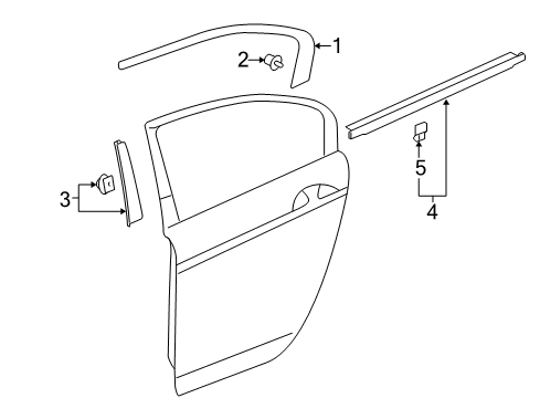 2014 Honda Accord Exterior Trim - Rear Door Garnish, L. RR. Door Center Pillar Diagram for 72970-T2A-A11