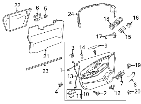 2014 Buick LaCrosse Bulbs Lock Knob Bezel Diagram for 26266016