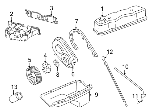 1990 GMC Safari Engine Parts, Mounts, Cylinder Head & Valves, Camshaft & Timing, Oil Pan, Oil Pump, Crankshaft & Bearings, Pistons, Rings & Bearings Tube Asm-Oil Level Indicator Diagram for 10116232