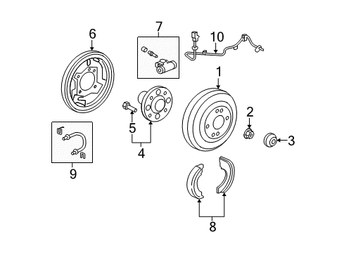 2013 Honda Fit Anti-Lock Brakes Hose Set, Left Rear Brake Diagram for 01468-TF0-000