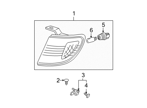 2002 Toyota Tacoma Park & Side Marker Lamps Park/Marker Lamp Diagram for 81610-04080