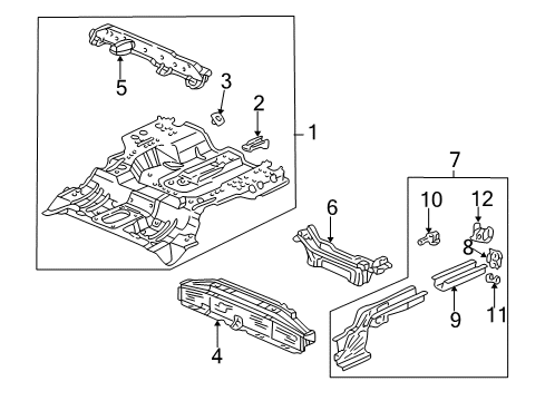 2004 Honda Civic Rear Body - Floor & Rails Panel Set, RR. Floor Diagram for 04655-S5A-A00ZZ