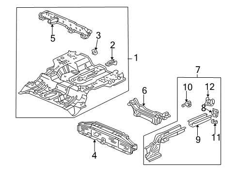 2001 Honda Civic Rear Body - Floor & Rails Panel Set, RR. Floor Diagram for 04655-S5W-300ZZ