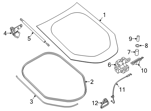 2014 BMW i8 Lift Glass Pivot Diagram for 51007336412