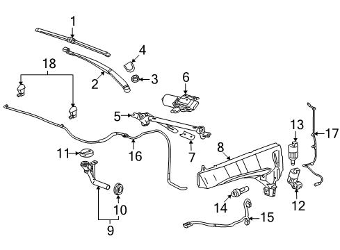 Thumbnail Windshield - Wiper & Washer Components for 2010 Cadillac SRX Wiper & Washer Components